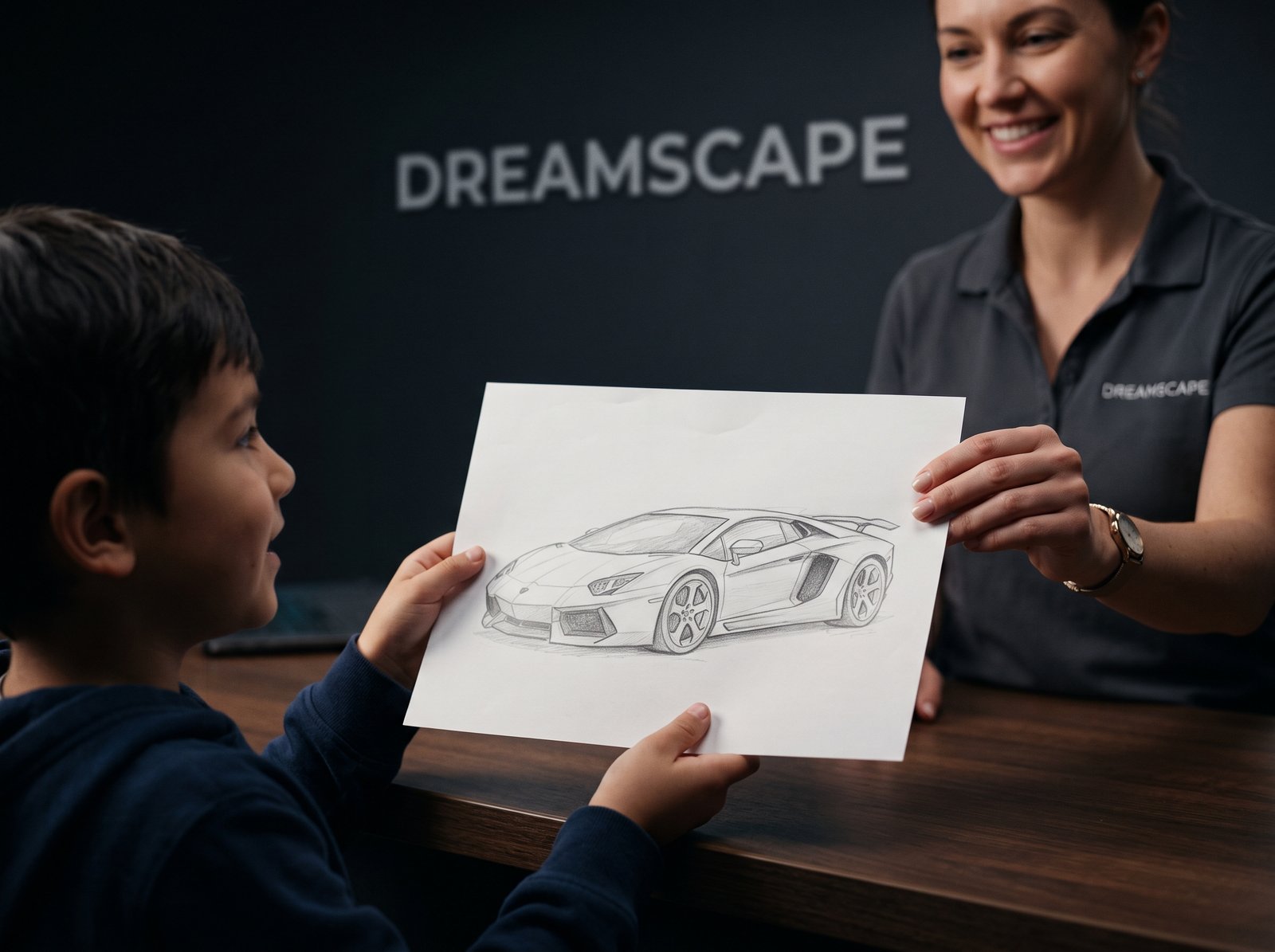 Customer sharing a car design with Dreamscape